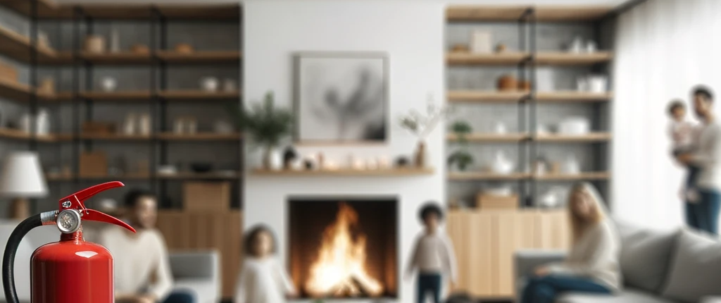 Photo-of-a-modern-living-room-with-a-fireplace-gently-burning.-Blurry-silhouettes-of-a-diverse-family-can-be-seen-in-the-background