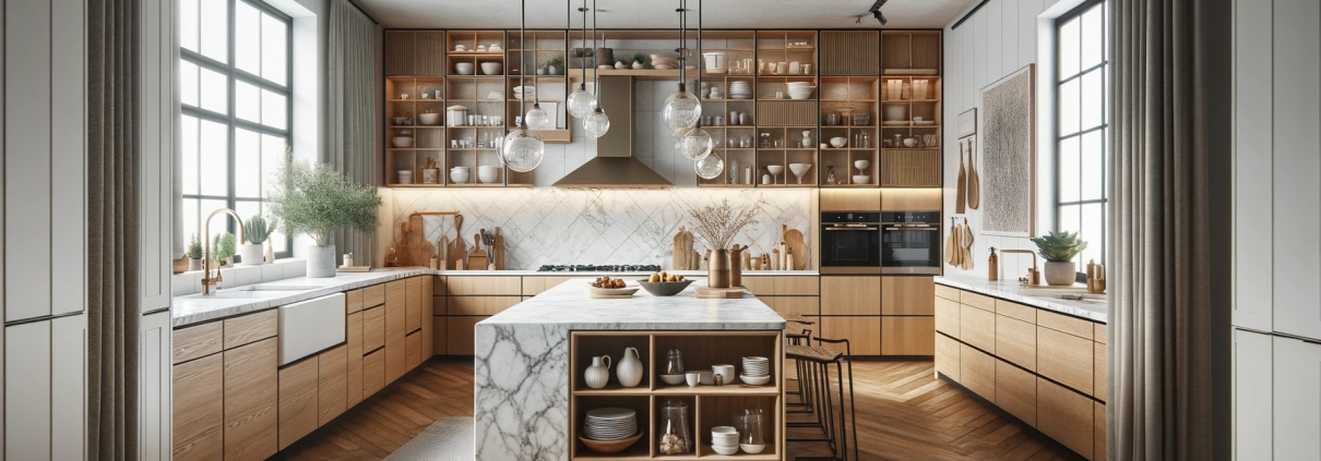 a high-end Scandinavian, IKEA-inspired kitchen