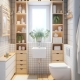 image of a small bathroom renovation with Scandinavian, IKEA-style design. The space should be compact yet stylish, featuring light colors, wooden accents, and smart use of space. The design includes modern fixtures and efficient storage solutions, creating a cozy, functional, and aesthetically pleasing environment.